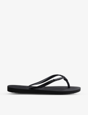 Havaianas Slim Glitter Ii Embellished Rubber Flip Flops In Black