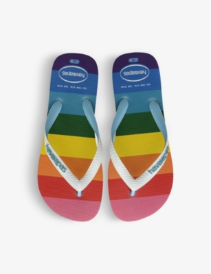 Shop Havaianas Women's Blue Top Pride Rainbow-print Rubber Flip Flops