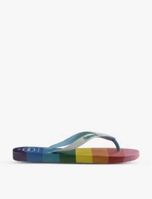 Shop Havaianas Women's Blue Top Pride Rainbow-print Rubber Flip Flops