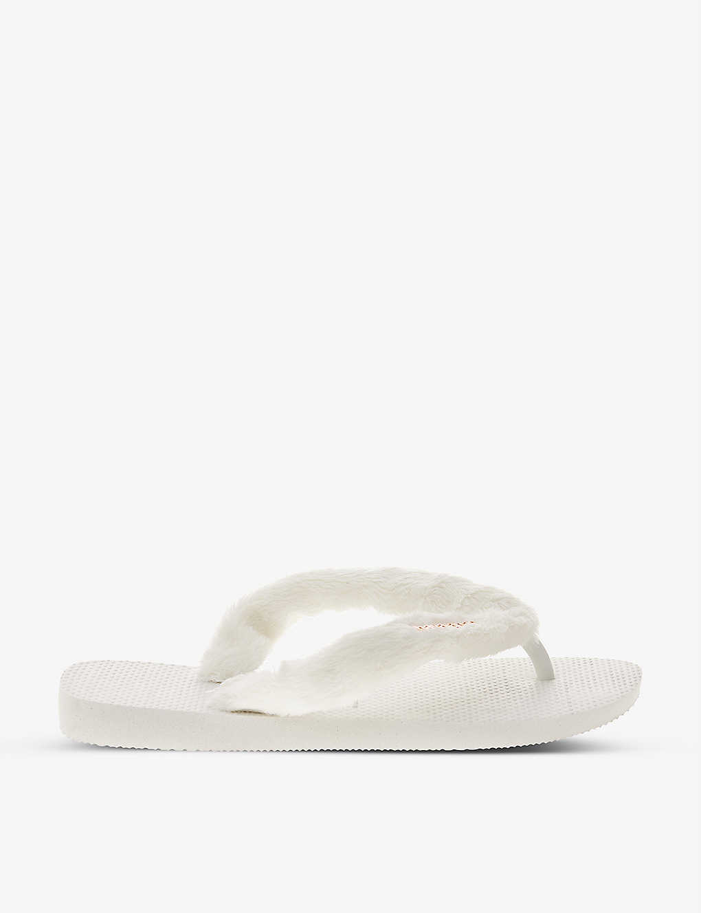 Havaianas Top Home Fluffy Logo-embossed Faux-fur And Rubber Flip Flops In White