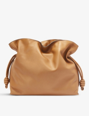 Loewe Womens Warm Desert Flamenco Large Leather Clutch Bag In Brown