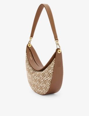 LOEWE Luna small anagram-patterned jacquard and leather shoulder bag