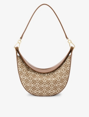 LOEWE Luna small anagram-patterned jacquard and leather shoulder bag