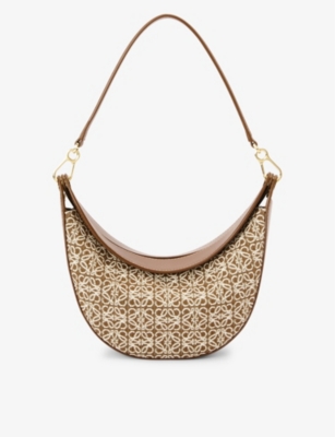 LOEWE Luna small anagram-patterned jacquard and leather shoulder bag