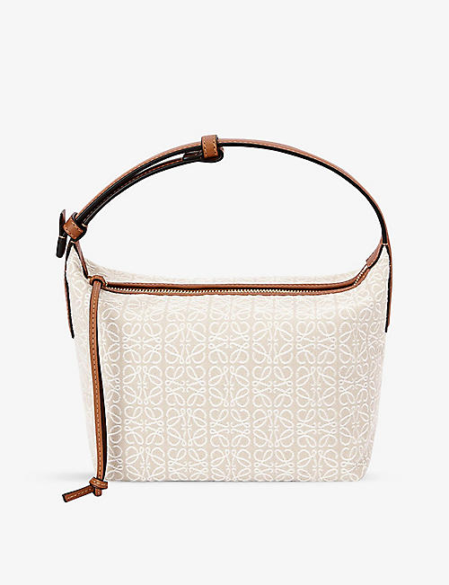 LOEWE: Cubi anagram small canvas and leather shoulder bag