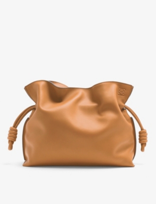 Loewe Womens Warm Desert Flamenco Leather Clutch Bag