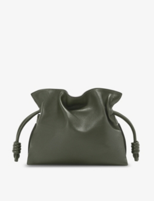 Loewe Flamenco Mini Leather Clutch Bag In Vintage Khaki