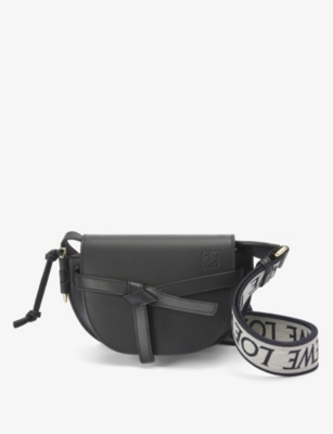 Shop Loewe Womens Black Gate Dual Mini Leather Cross-body Bag