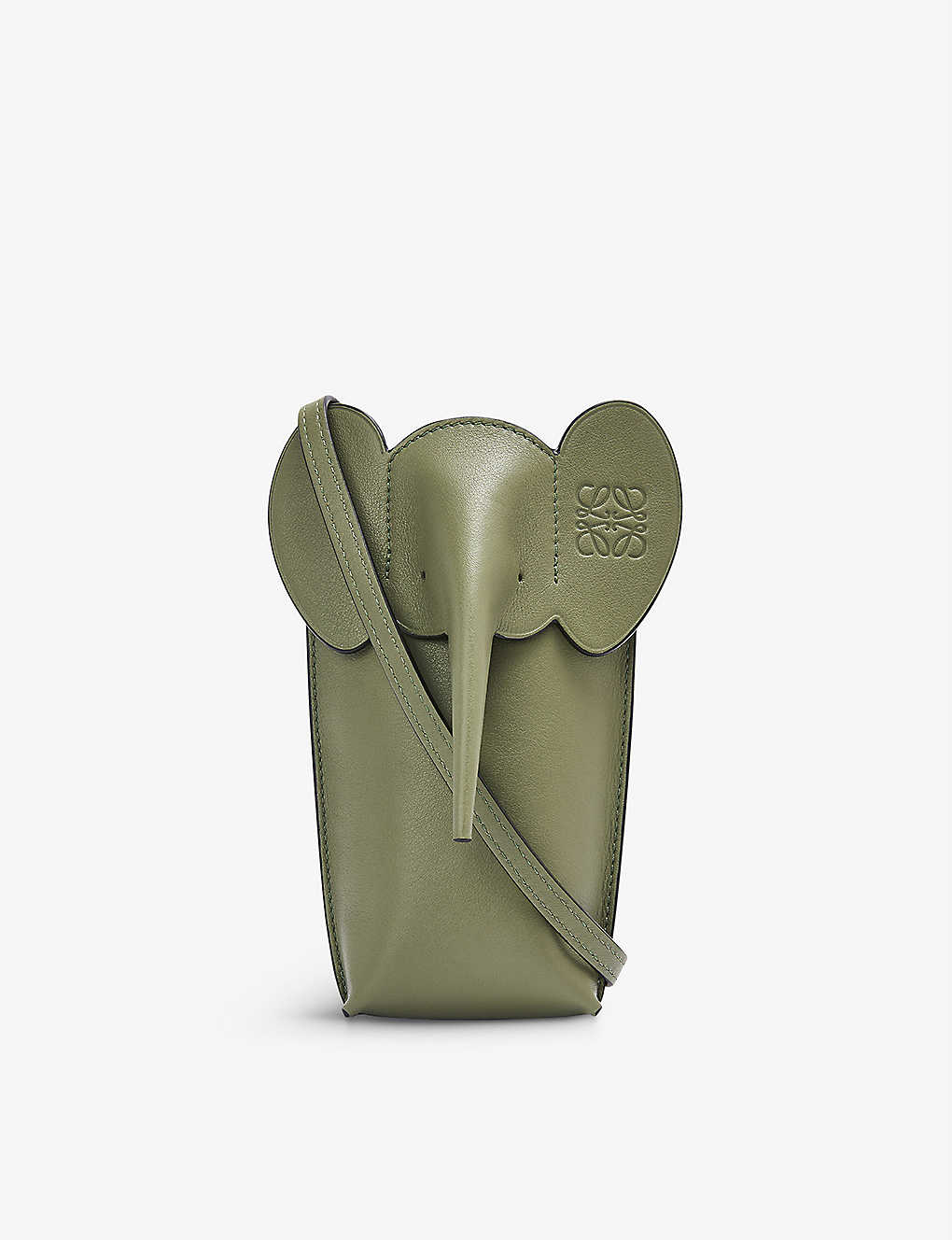 Shop Loewe Elephant Leather Cross-body Bag In Avocado Green