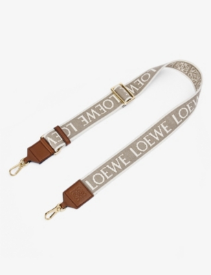 Shop Loewe Natural/tan Anagram Logo-print Cotton-blend Bag Strap