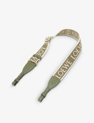 Loewe Anagram Loop Cotton And Leather Bag Strap In Green/avocado Green