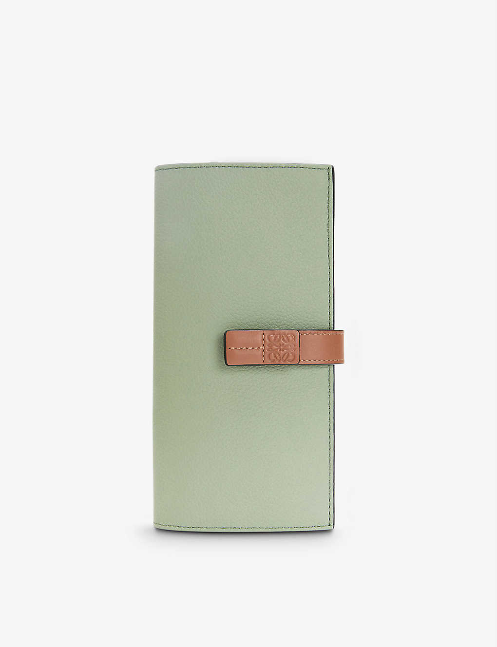 Loewe Vertical Large Leather Wallet In Rosemary/tan