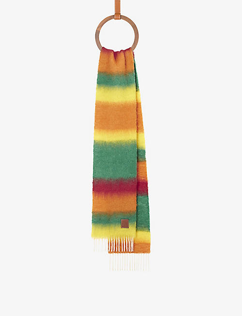 LOEWE: Anagram logo patch striped mohair wool blend scarf