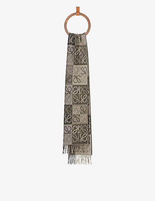 LOEWE: Anagram logo-print wool and cashmere-blend scarf