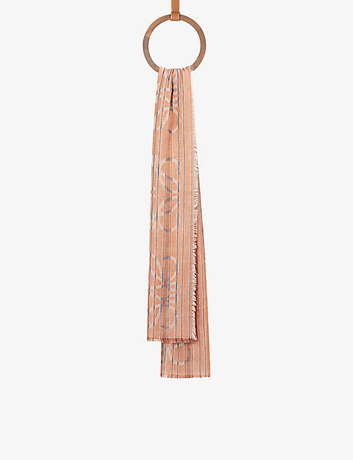 LOEWE: Anagram-print linen, wool and silk-blend scarf