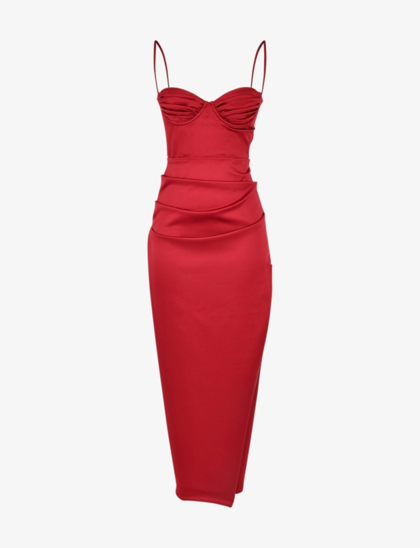 Flora corseted satin crepe maxi dress