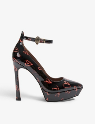 Kurt Geiger Shoreditch Patent-leather Platform Court Heels In Blk/red