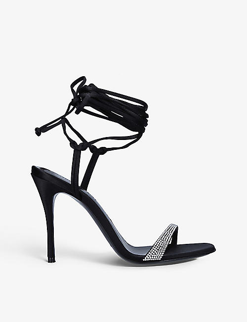 MAGDA BUTRYM: Wrap-around crystal-embellished satin heeled sandals