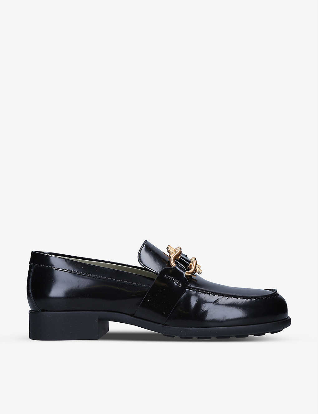 Shop Bottega Veneta Madame Horsebit-embellished Leather Loafers In Black