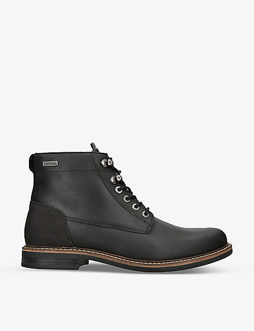 BARBOUR: Deckham brand-plaque leather ankle boots