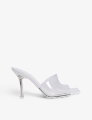 Bottega Veneta Pudding Stretch Square-toe Pvc Heeled Mules In White