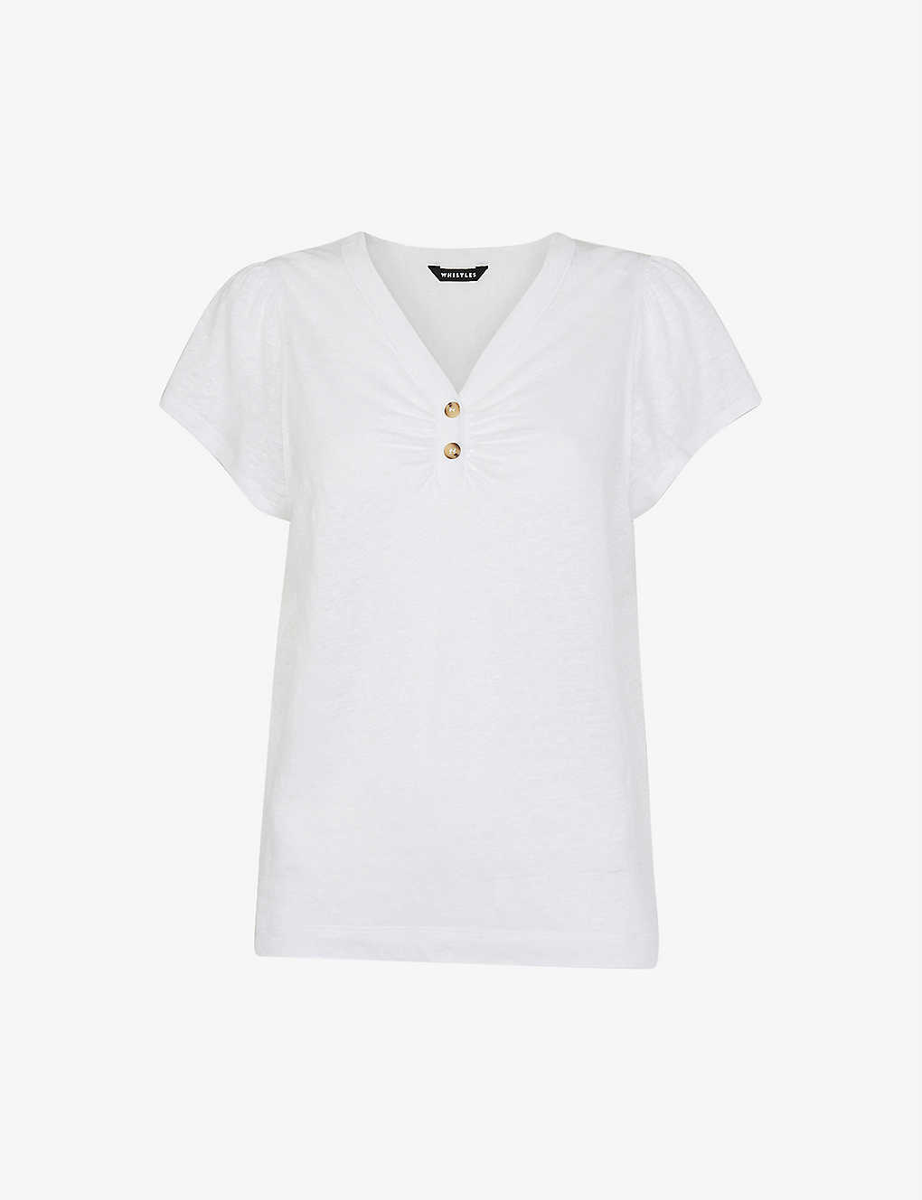 Whistles Cada Linen Cotton-blend T-shirt In White
