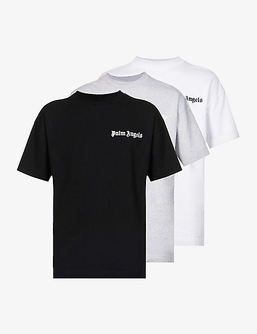 PALM ANGELS: Logo-print pack-of-three cotton-jersey T-shirts