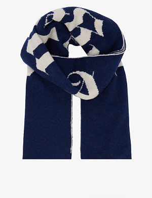 Selfridges & Co Boys Accessories Scarves Logo-intarsia double-sided knitted scarf 
