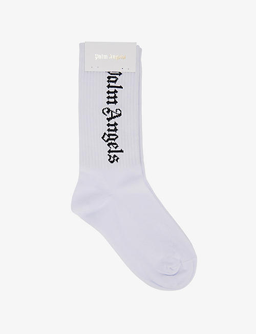 PALM ANGELS: Logo-print ankle-rise cotton-blend socks 2-6 years
