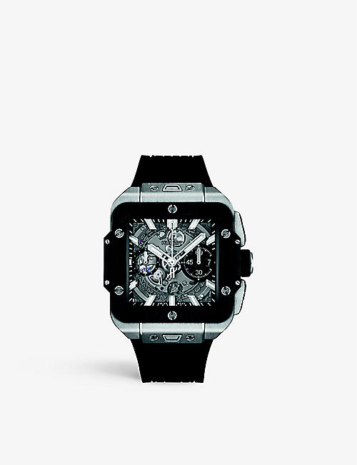 HUBLOT: 821.NM.0170.RX Square Big Bang titanium and rubber automatic watch