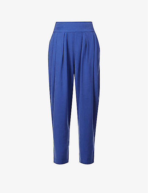 ME AND EM: High-rise pleated woven-twill trousers