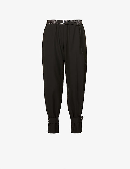 SACAI: Integrated-belt relaxed-fit high-rise straight-leg woven trousers
