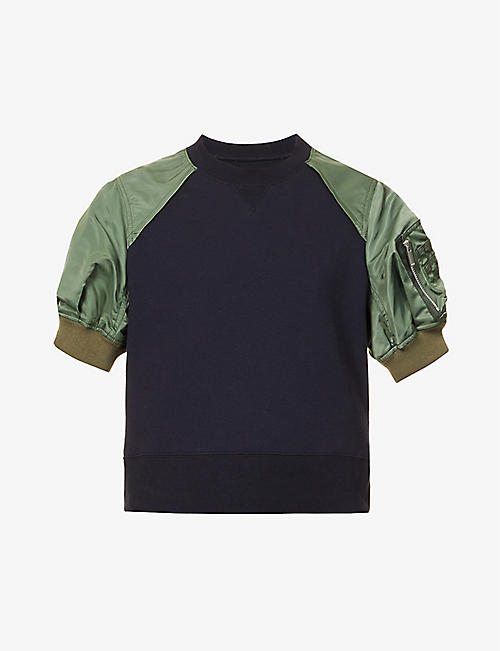 SACAI: Bomber-inspired cotton-blend T-shirt