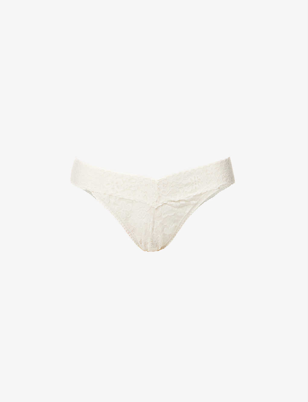 Hanky Panky Daily Lace Mid-rise Stretch-lace Thong In Marshmallow