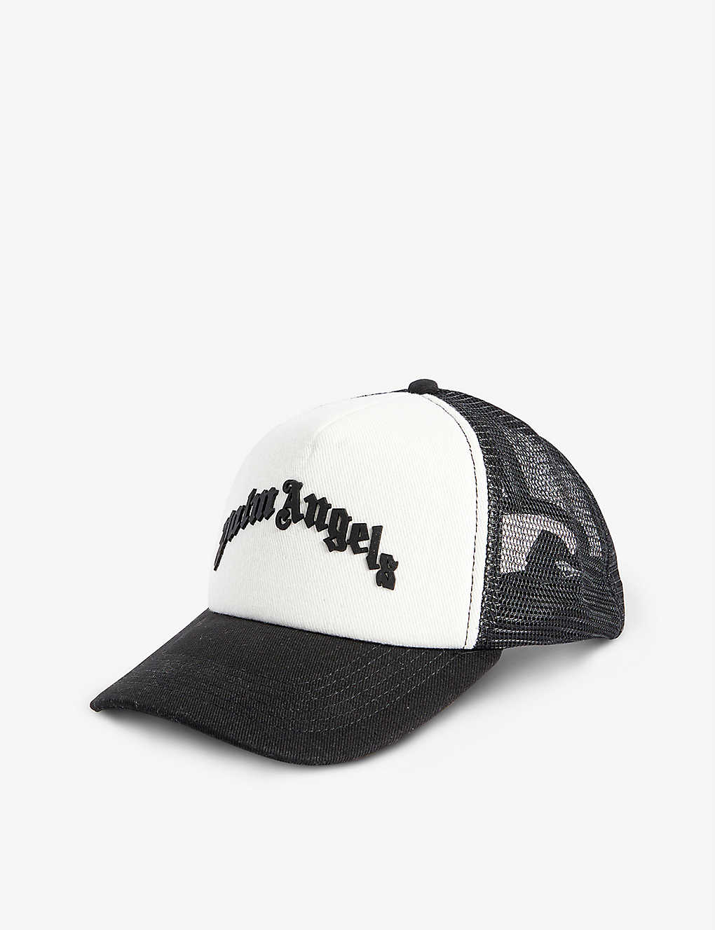 Shop Palm Angels Mens Black Black Logo-appliqué Mesh Cap