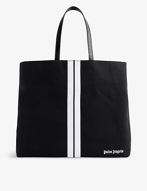 PALM ANGELS: Venice Track striped calf-leather tote bag