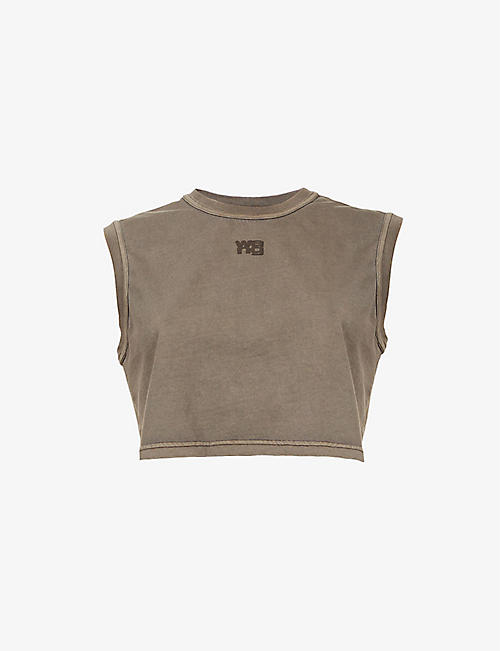 ALEXANDER WANG: Muscle logo-embroidered cotton tank top