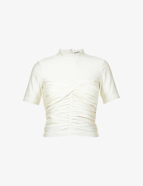 ALEXANDER WANG: Ruched mock-neck stretch-woven top
