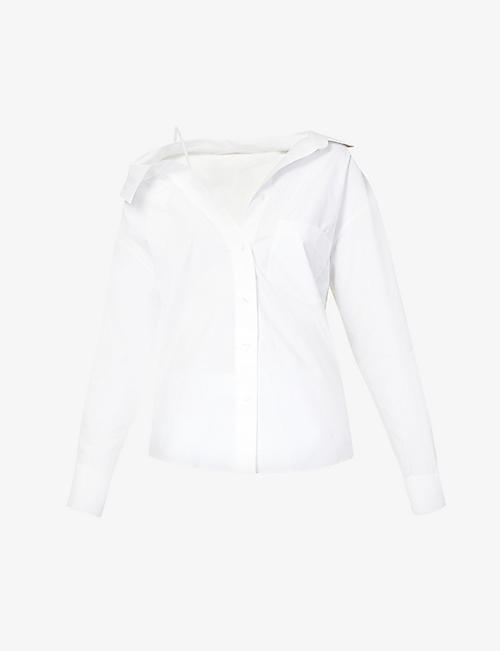 ALEXANDER WANG: Off-the-shoulder relaxed-fit cotton shirt