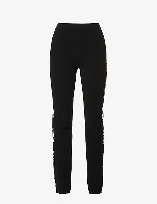 ALEXANDER WANG: Logo-print stretch-knitted trousers