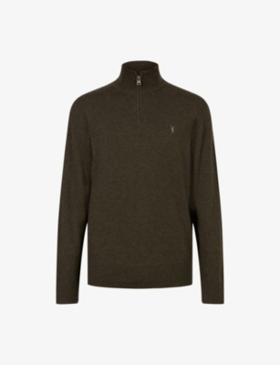 Allsaints Kilburn Wool Blend Half-zip Pullover In Park Green Mar