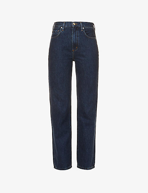 GOLDSIGN: The Martin brand-patch straight-leg high-rise jeans