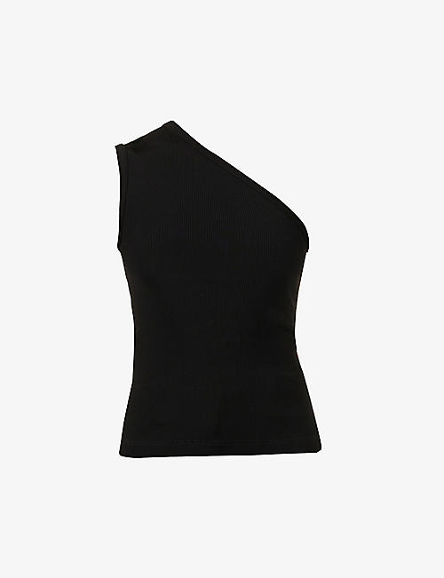 GOLDSIGN: One-shoulder ribbed stretch-woven tank top