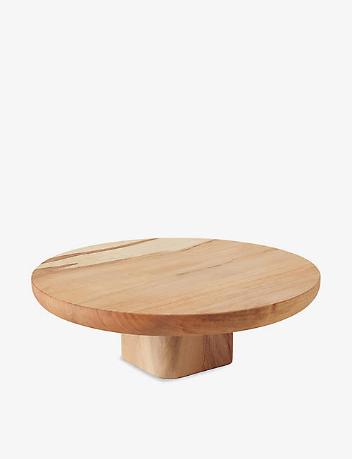 GOLDFINGER: Grained limited-edition upcycled-wood cake stand 38cm