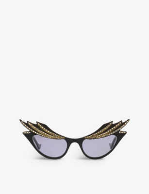 Shop Gucci Women's Black Gg1094s Hollywood Forever 001 Sunglasses