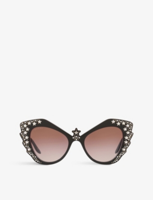 Gucci Hollywood Forever 52mm Cat Eye Sunglasses In Black