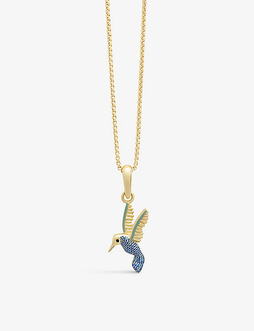 RACHEL JACKSON: Freedom Blue Hummingbird 22ct yellow gold-plated sterling silver necklace