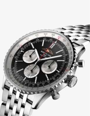 Shop Breitling Mens Black Ab0137211b1a1 Navitimer B01 Chronograph Stainless-steel Automatic Watch