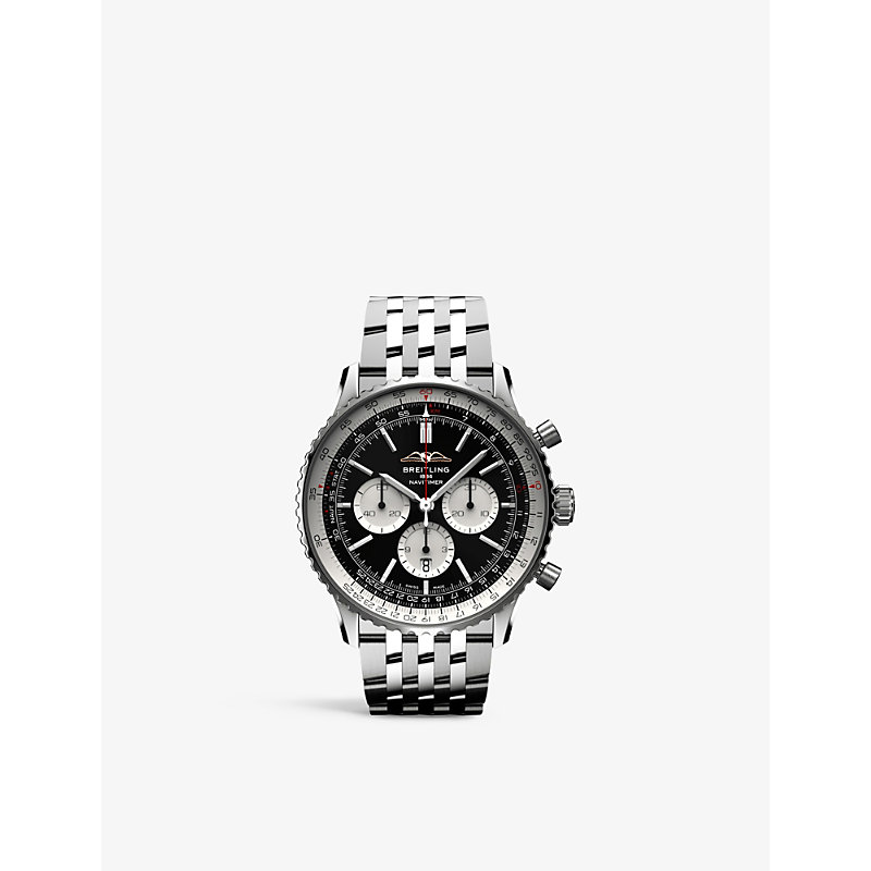Breitling Ab0137211b1a1 Navitimer B01 Chronograph Stainless-steel Automatic Watch In Black