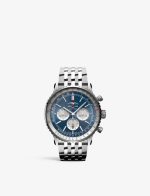 Shop Breitling Mens Blue Ab0137211c1a1 Navitimer B01 Chronograph Stainless-steel Automatic Watch